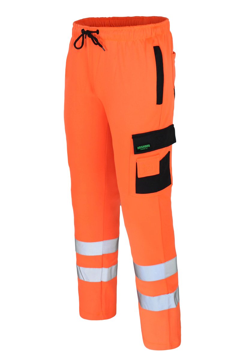 RAK Men's Hi Vis Work Trousers High Visibility Work Wear Trousers Cargo Multi Pocket Reflective Tape Pants FS-2
