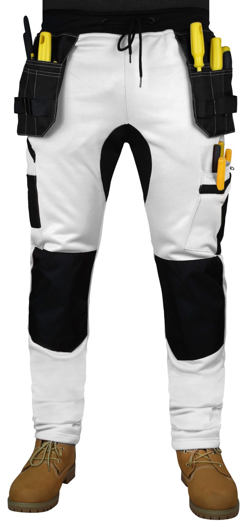Mens Fleece Painter Work Trousers with Utility Holster Pockets Decorators White Cargo Combat Pants