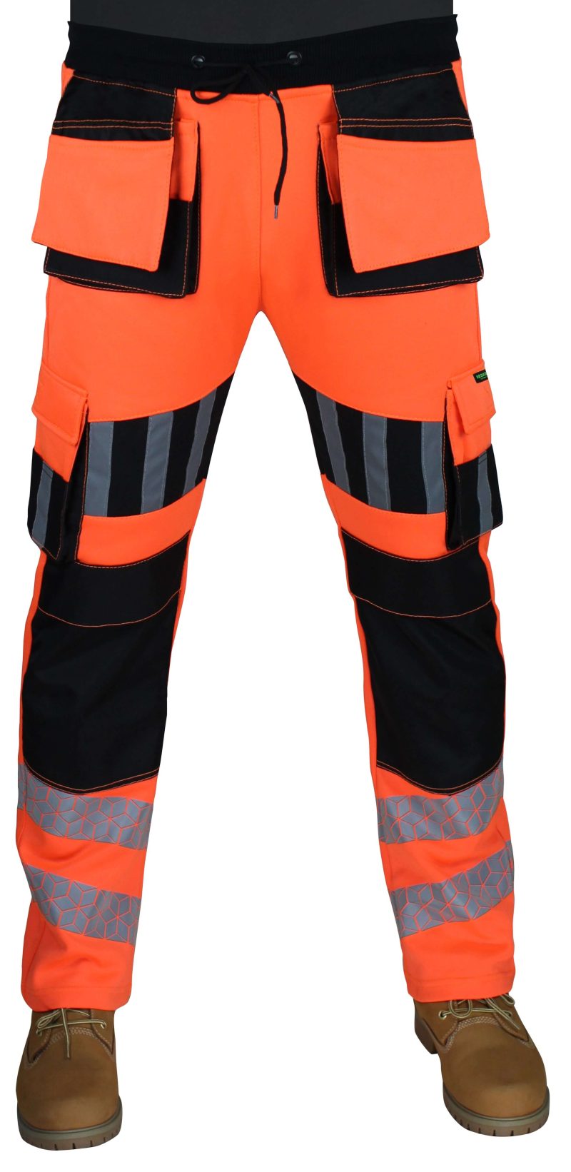 Men's Hi-Viz Fleece Work Trousers Thick Fleece, Holster Pockets, and Silver Reflective Tape, Joggers Bottoms Combat Trousers Workwear