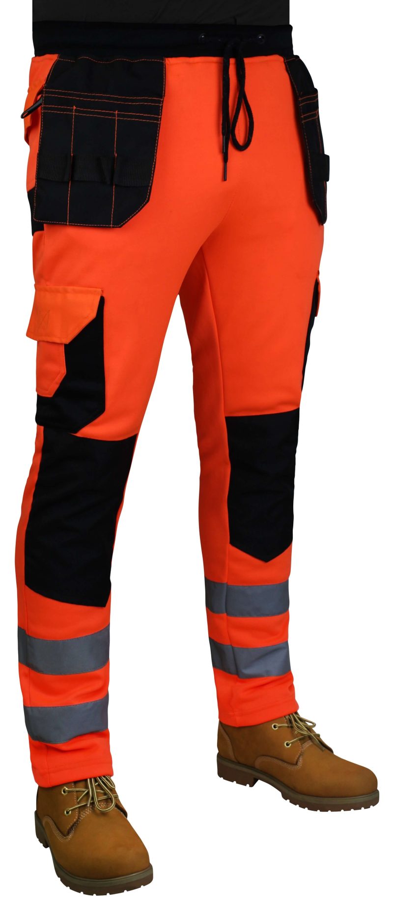 Men's Hi-Viz Fleece Work Trousers Holster Pockets, Reflective Tape, Joggers Bottoms Work Trousers
