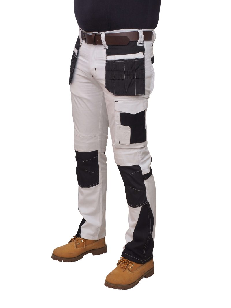Mens Work Trousers Painters Decorators White Cargo Combat Pants